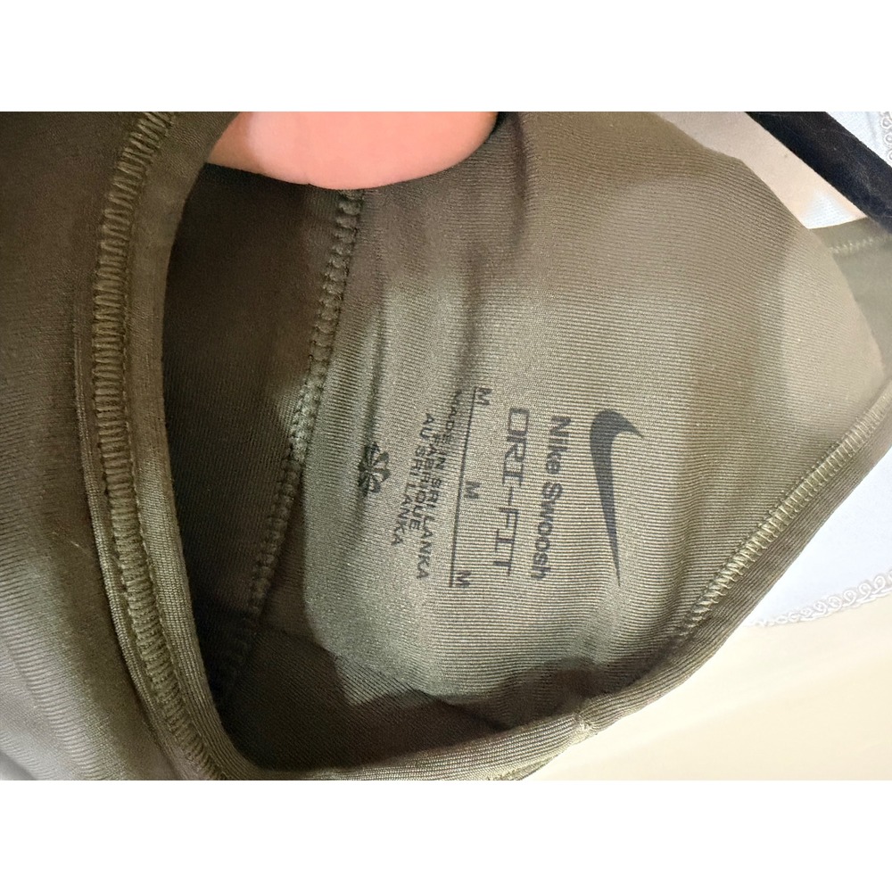 Nike Swoosh Dri-FIT Sports Bra Womens Medium Olive Green Racerback Activewear - Picture 3 of 3